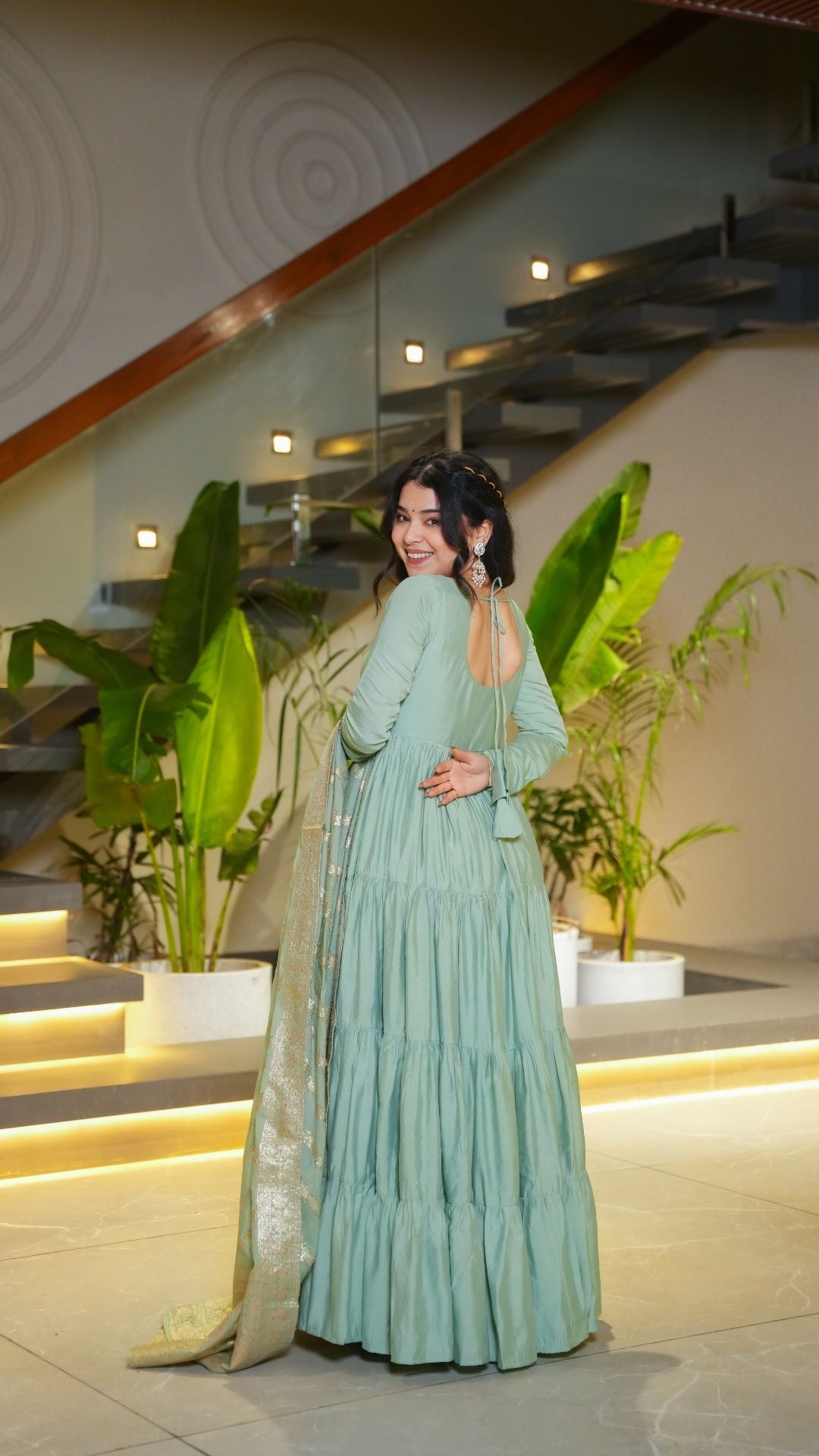 Premium Quality Roman Silk Gown Anarkali Suit Set