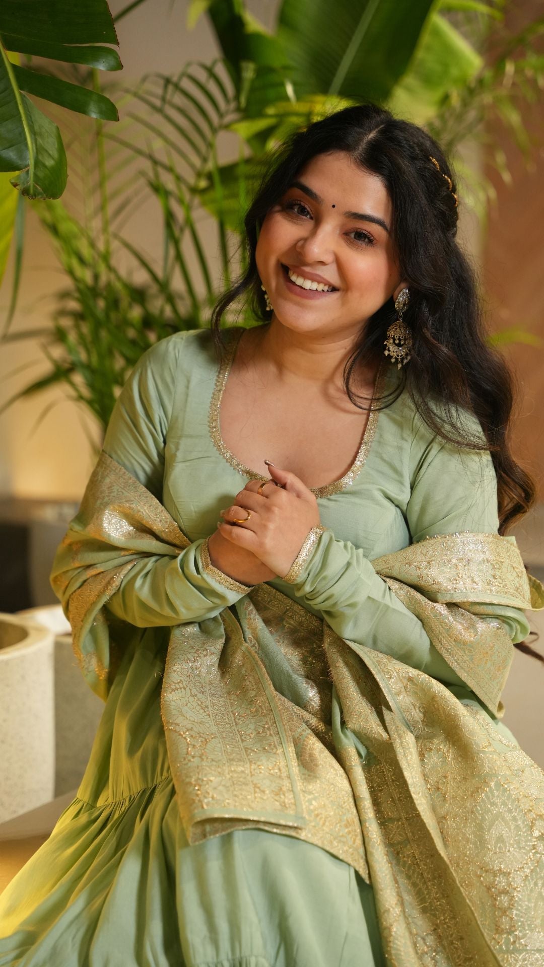 Premium Quality Roman Silk Gown Anarkali Suit Set