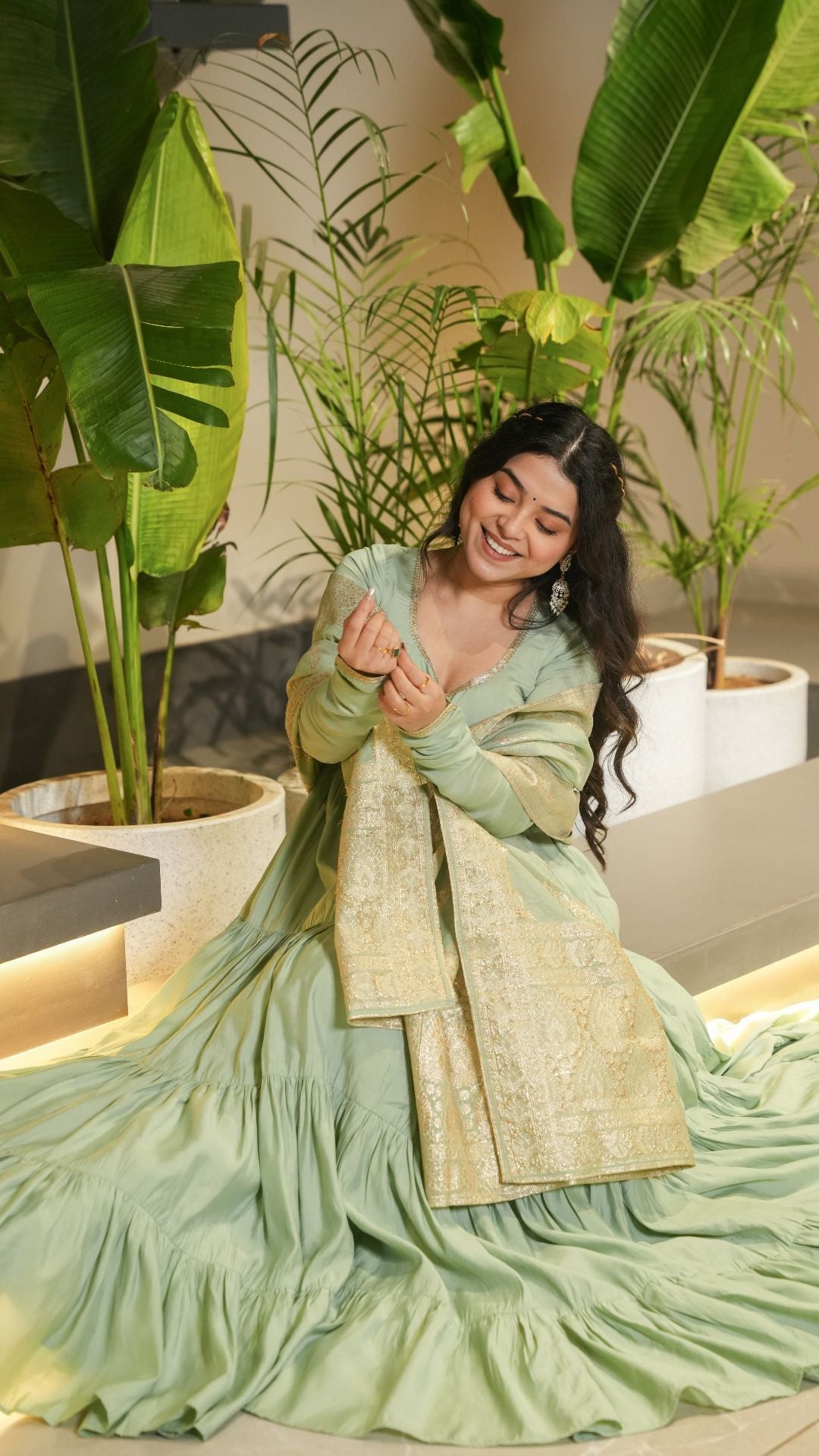 Premium Quality Roman Silk Gown Anarkali Suit Set