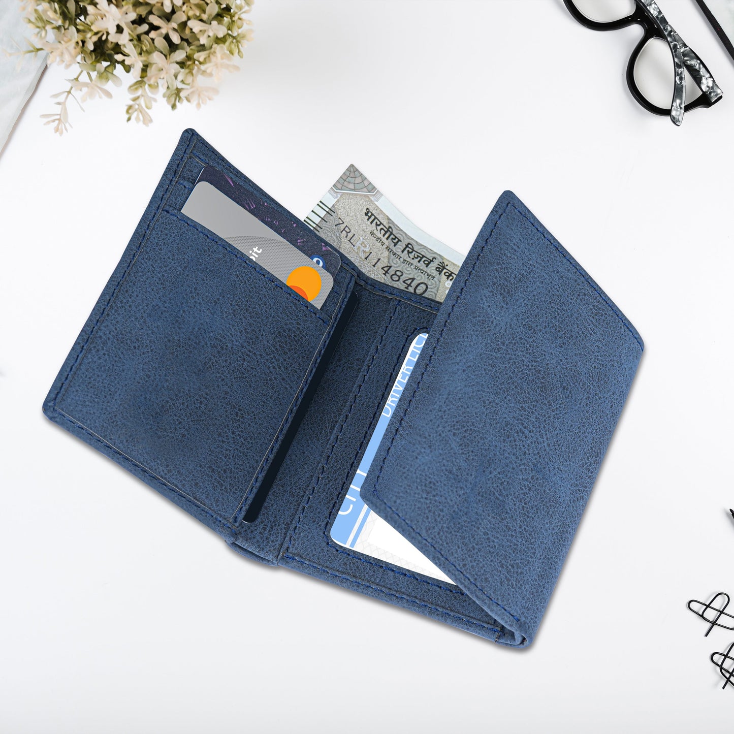 Executive Suede Leather Tri-Fold Wallet