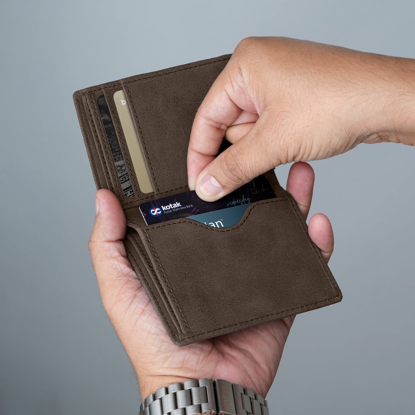 Classic Suede Leather Bi-Fold Cardholder