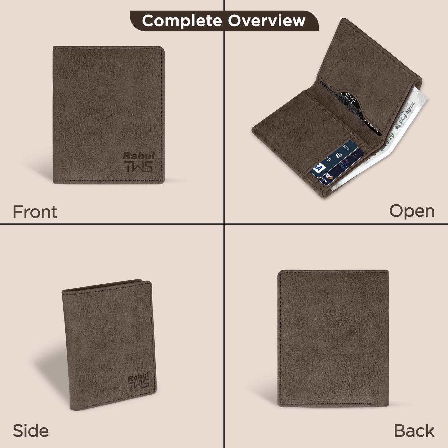 Classic Suede Leather Bi-Fold Cardholder