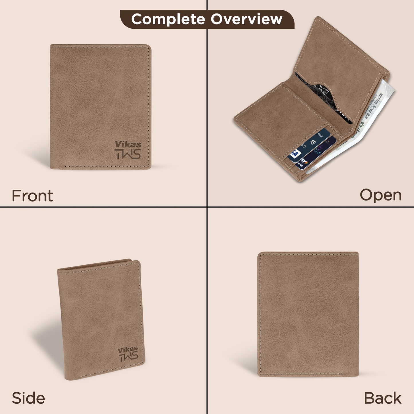 Classic Suede Leather Bi-Fold Cardholder
