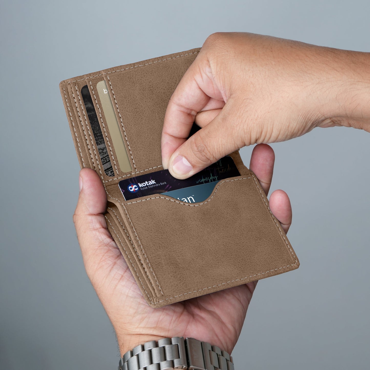 Classic Suede Leather Bi-Fold Cardholder
