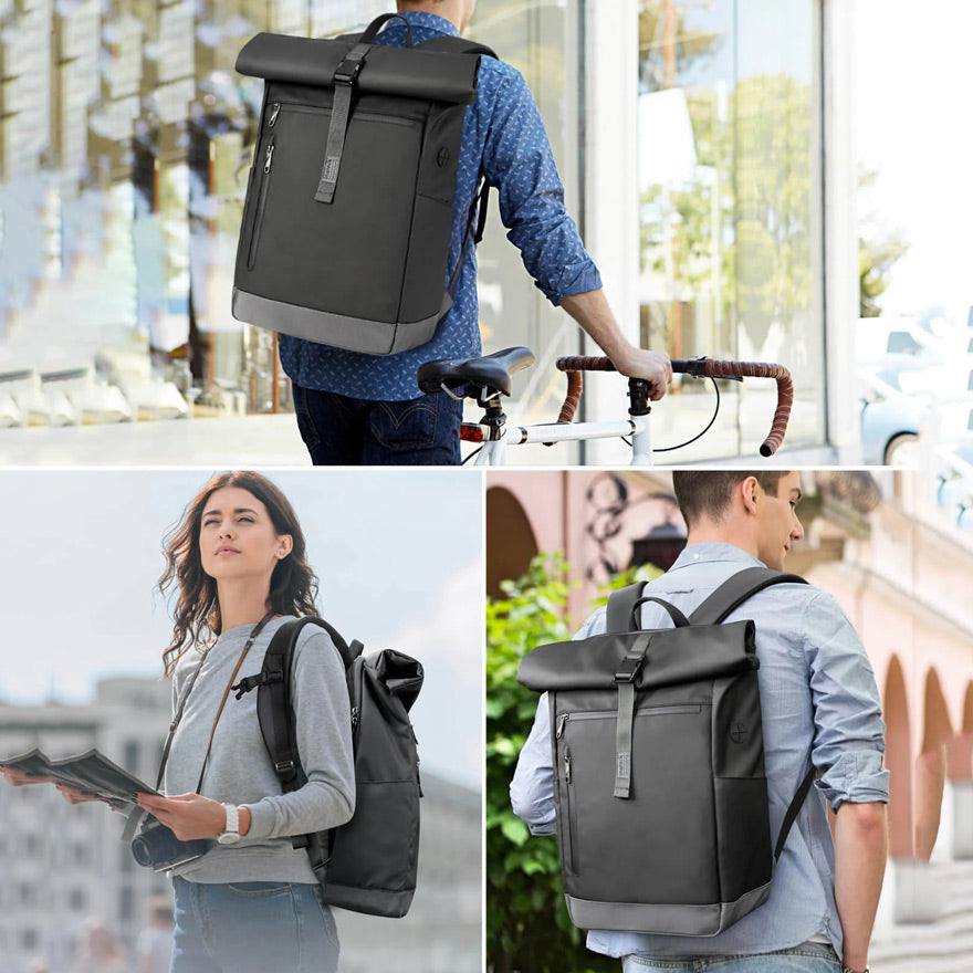 Roll Top Laptop Backpack 30L - Black