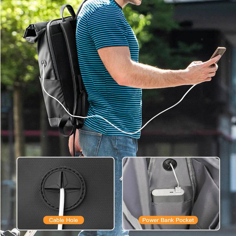 Roll Top Laptop Backpack 30L - Black