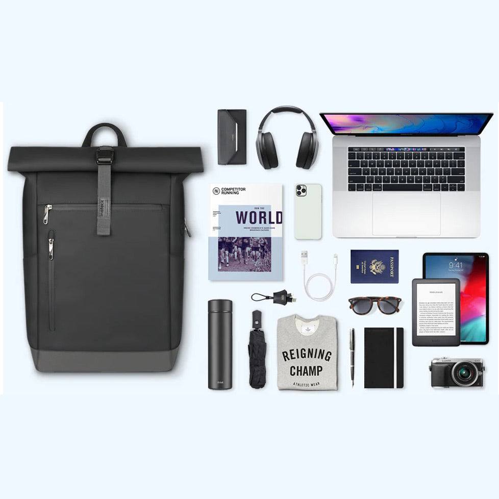 Roll Top Laptop Backpack 30L - Black
