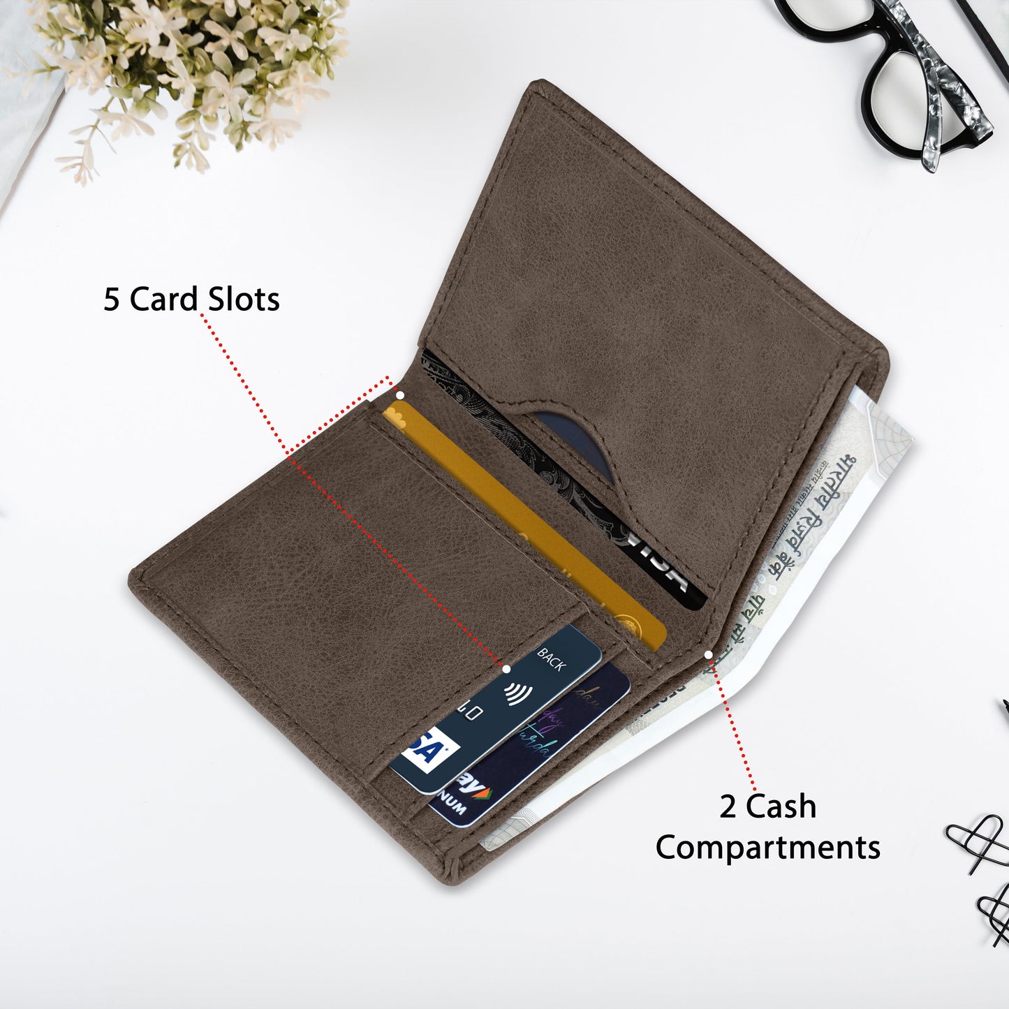 Classic Suede Leather Bi-Fold Cardholder