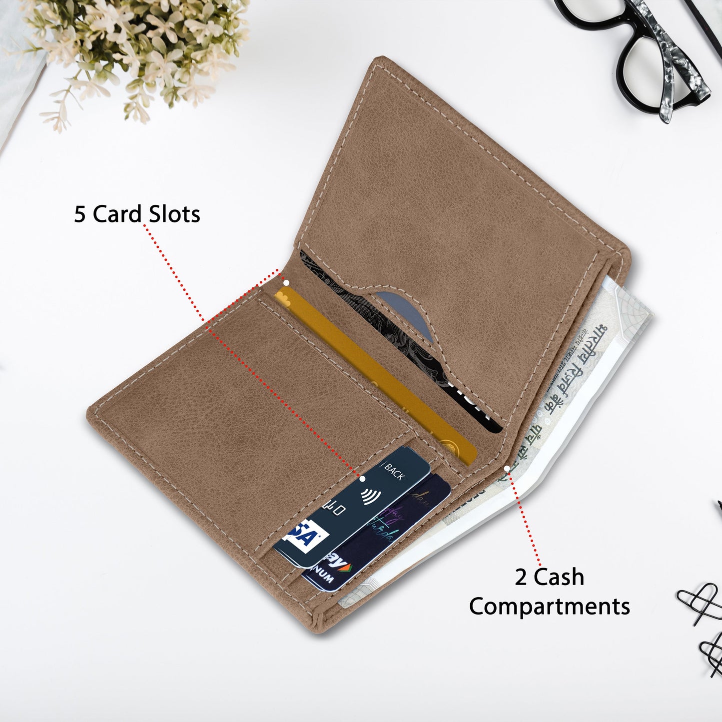 Classic Suede Leather Bi-Fold Cardholder