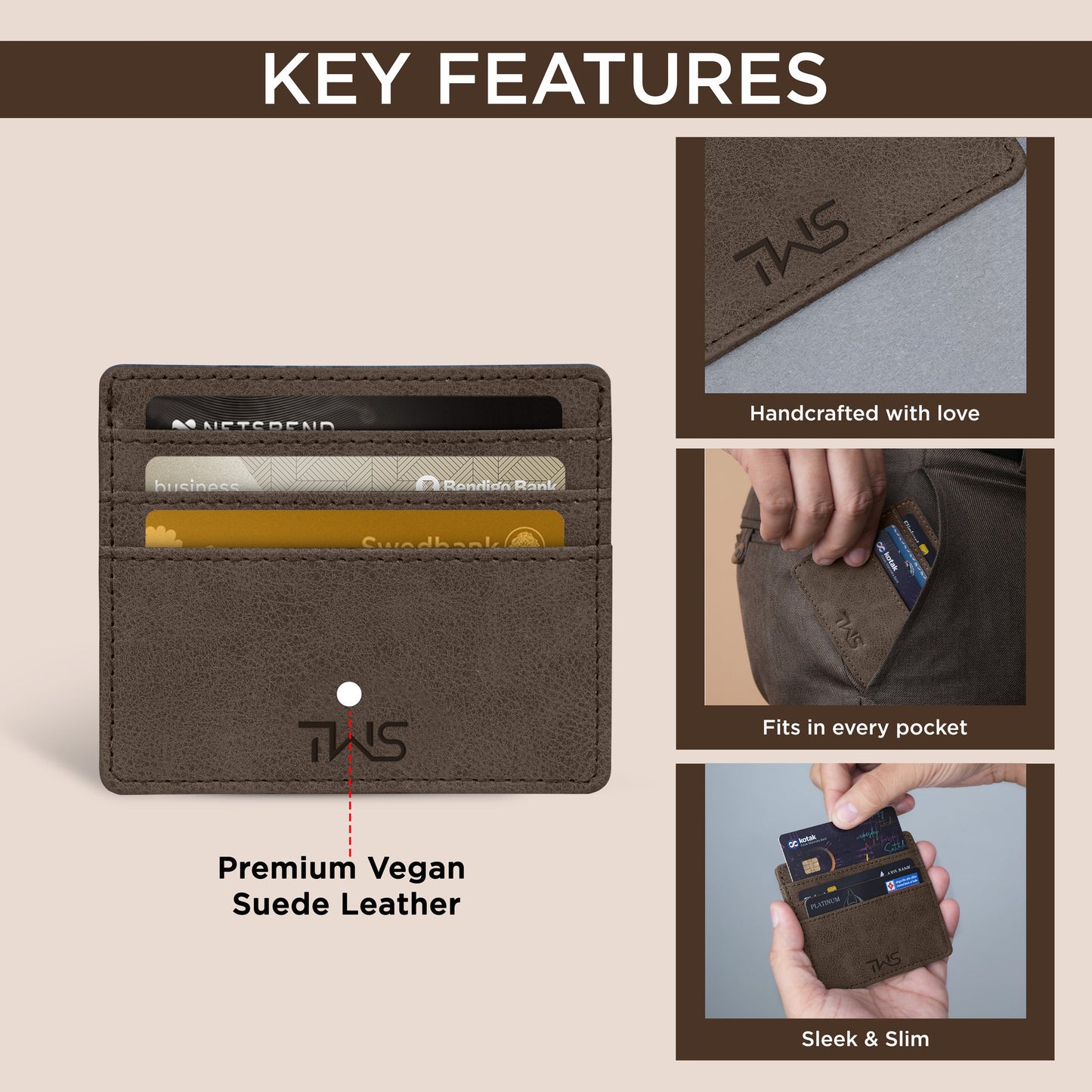 Minimalistic Suede Leather Cardholder
