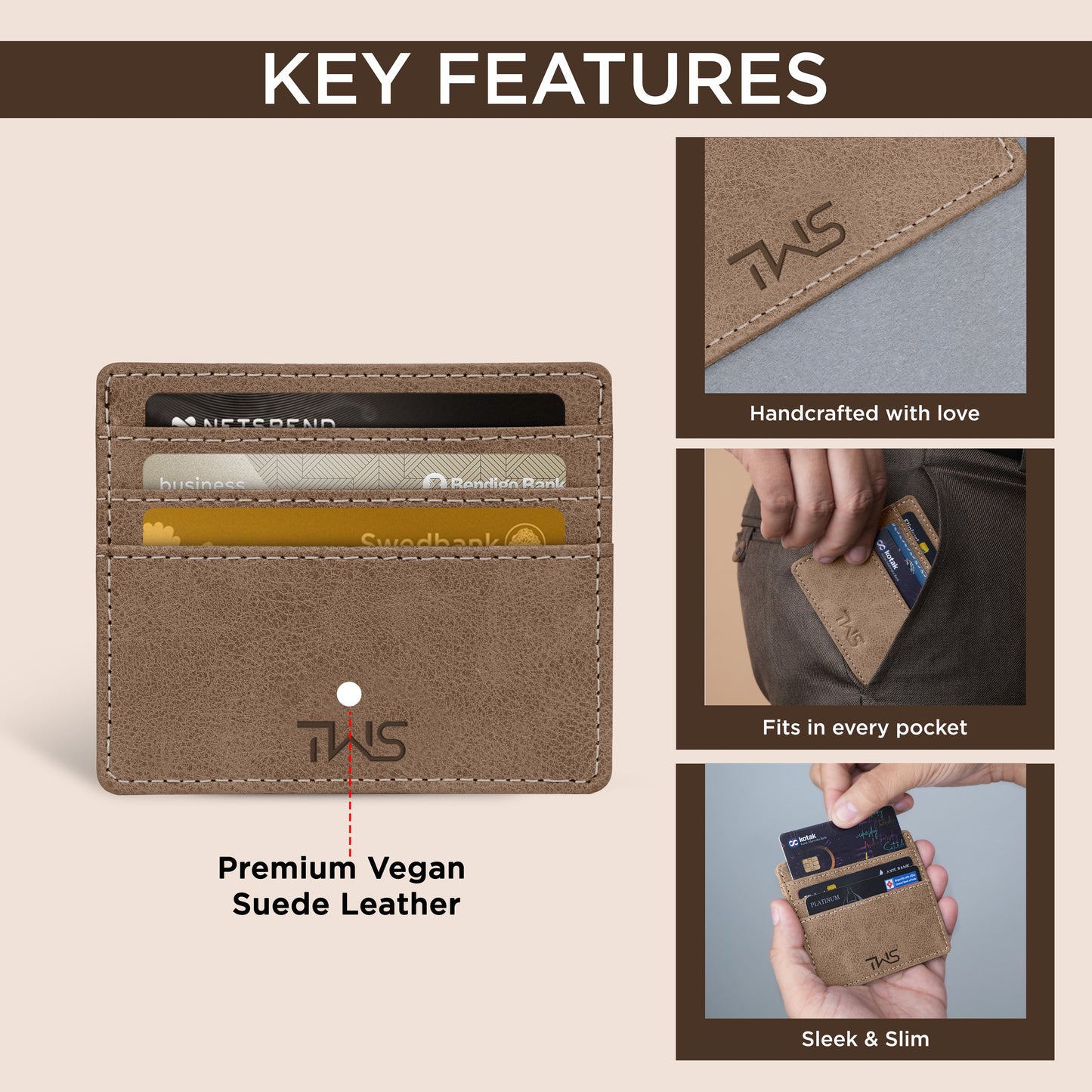 Minimalistic Suede Leather Cardholder