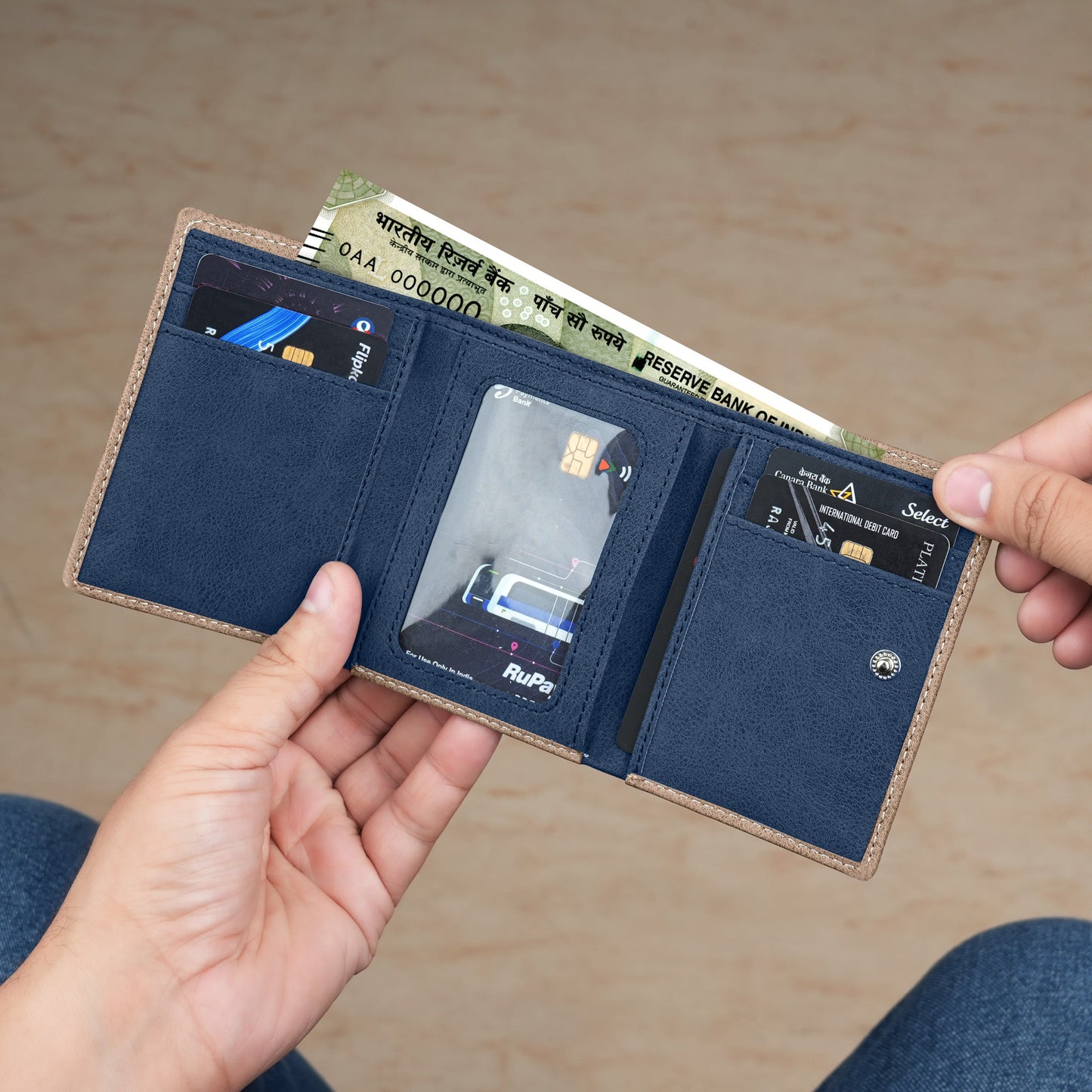 Executive Suede Leather Tri-Fold Wallet