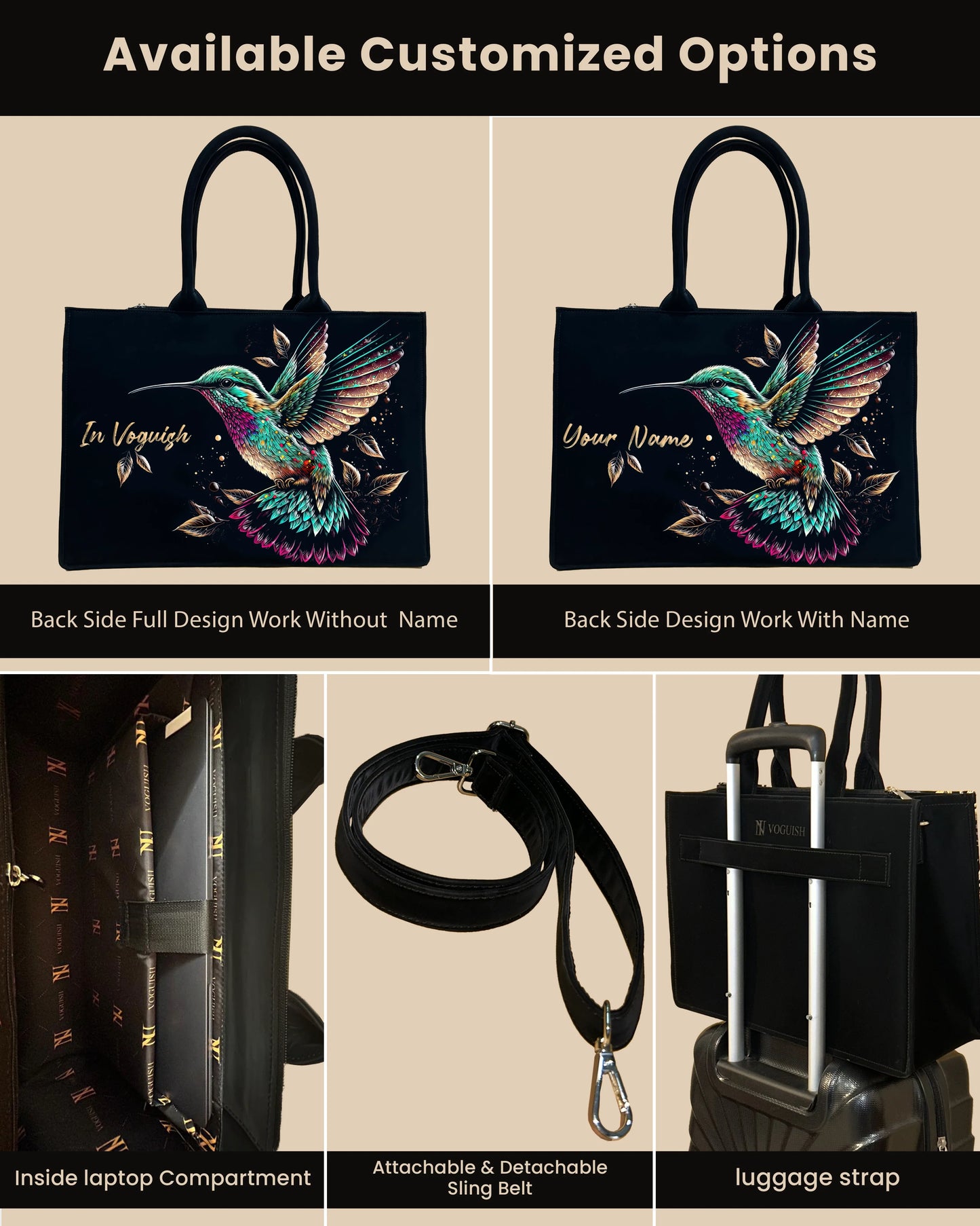 Customized Tote Bag Designed with Beautiful Flying Sparrow