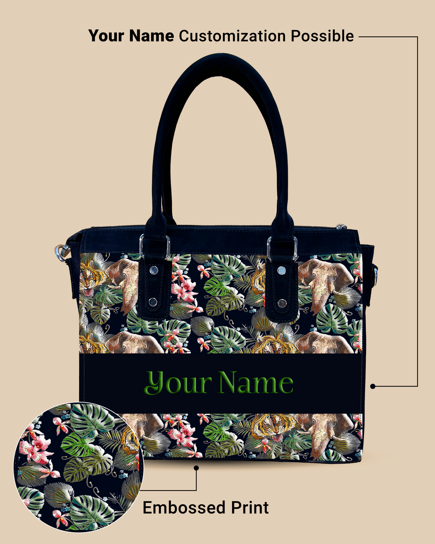 Aurelia Palm Leaves, Tiger And Elephant Designer Sling Bag for Everyday Use