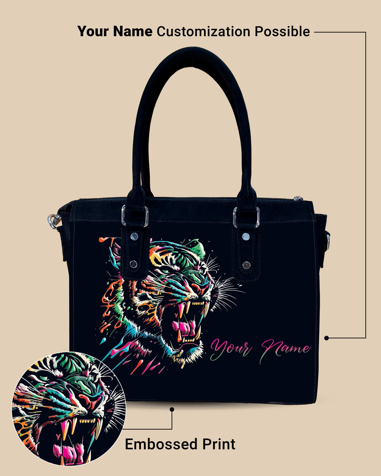 Aurelia Colorful Roaring Bangal Tiger Designer Sling Bag for Everyday Use
