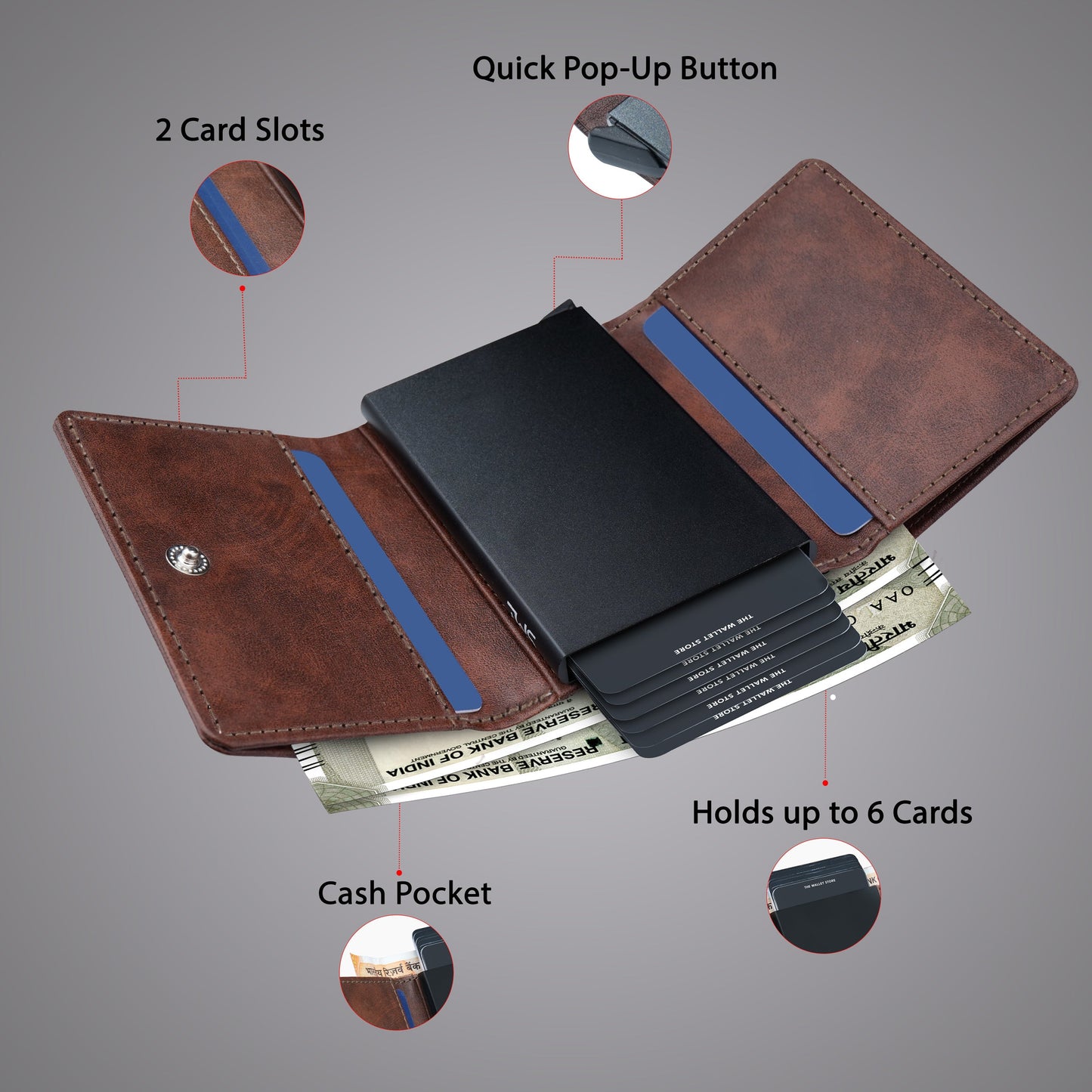 Maverick RFID Protected Wallet Cardholder - Brown