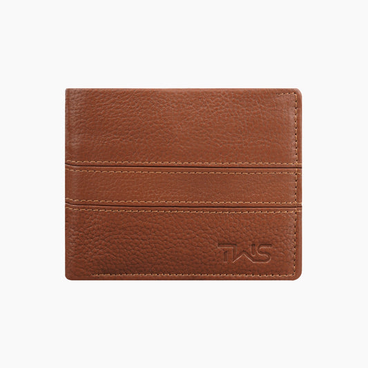 Twin Stripe Elegance Leather Wallet For Men - Tan