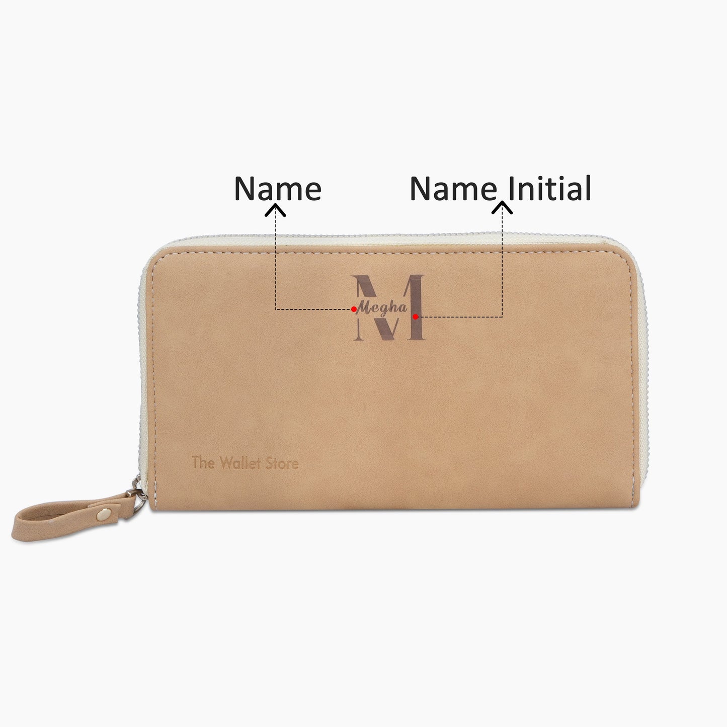 Personalized Suede Leather Zipper Clutch For Her