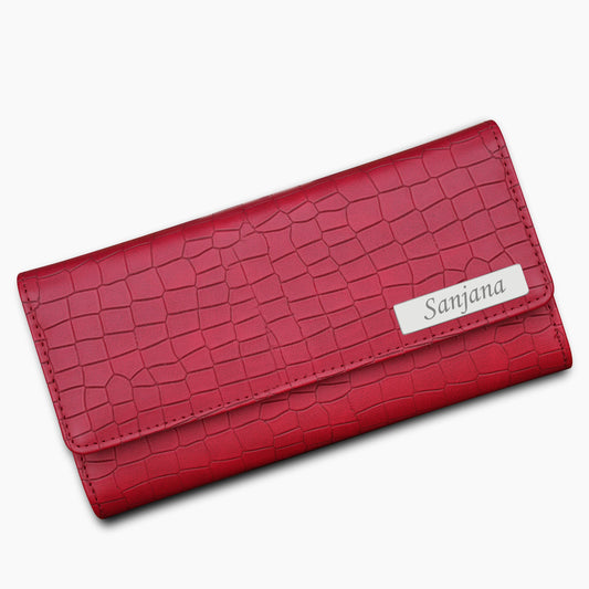Personalized Croco Design Clutch With Name & Message Card