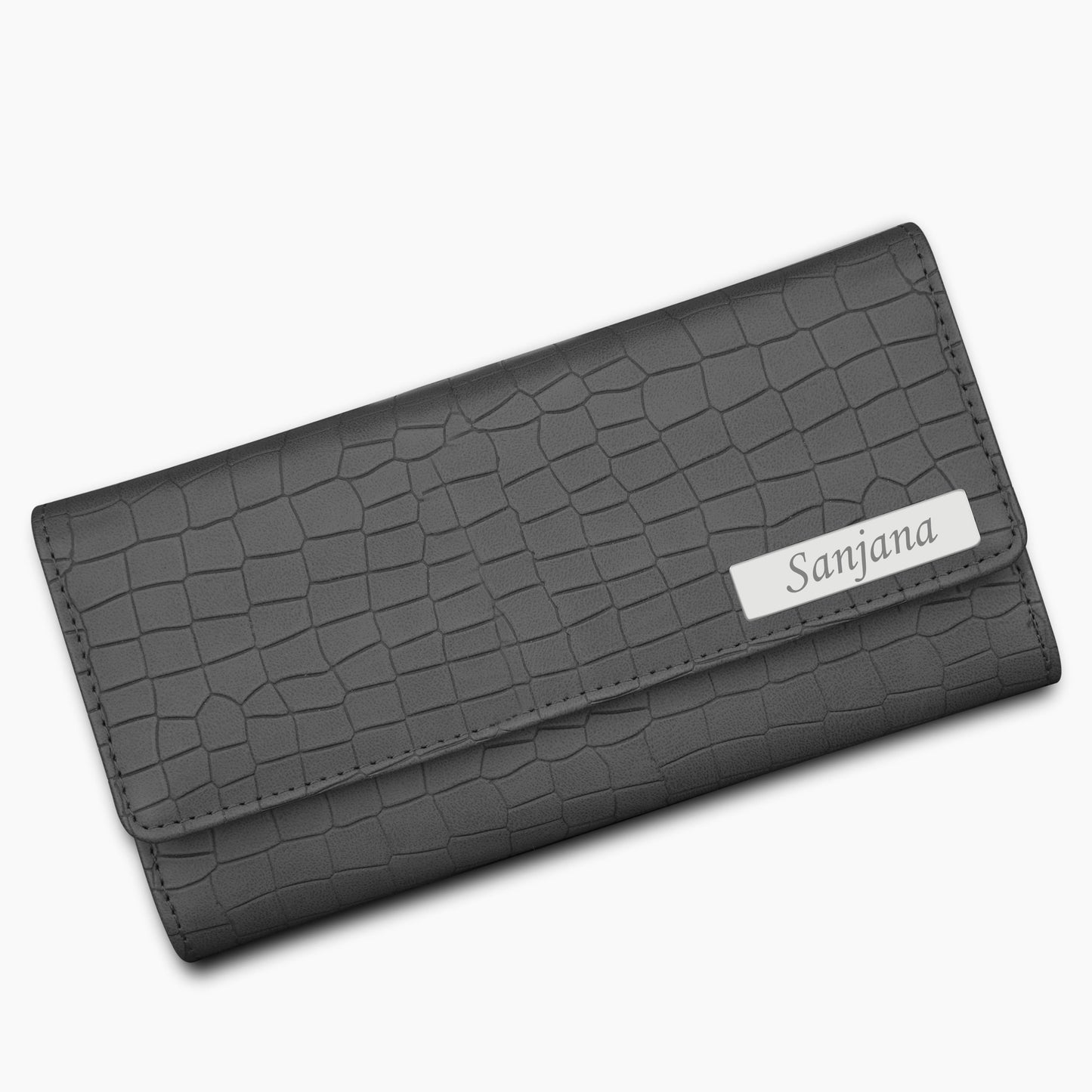 Personalized Croco Design Clutch With Name & Message Card