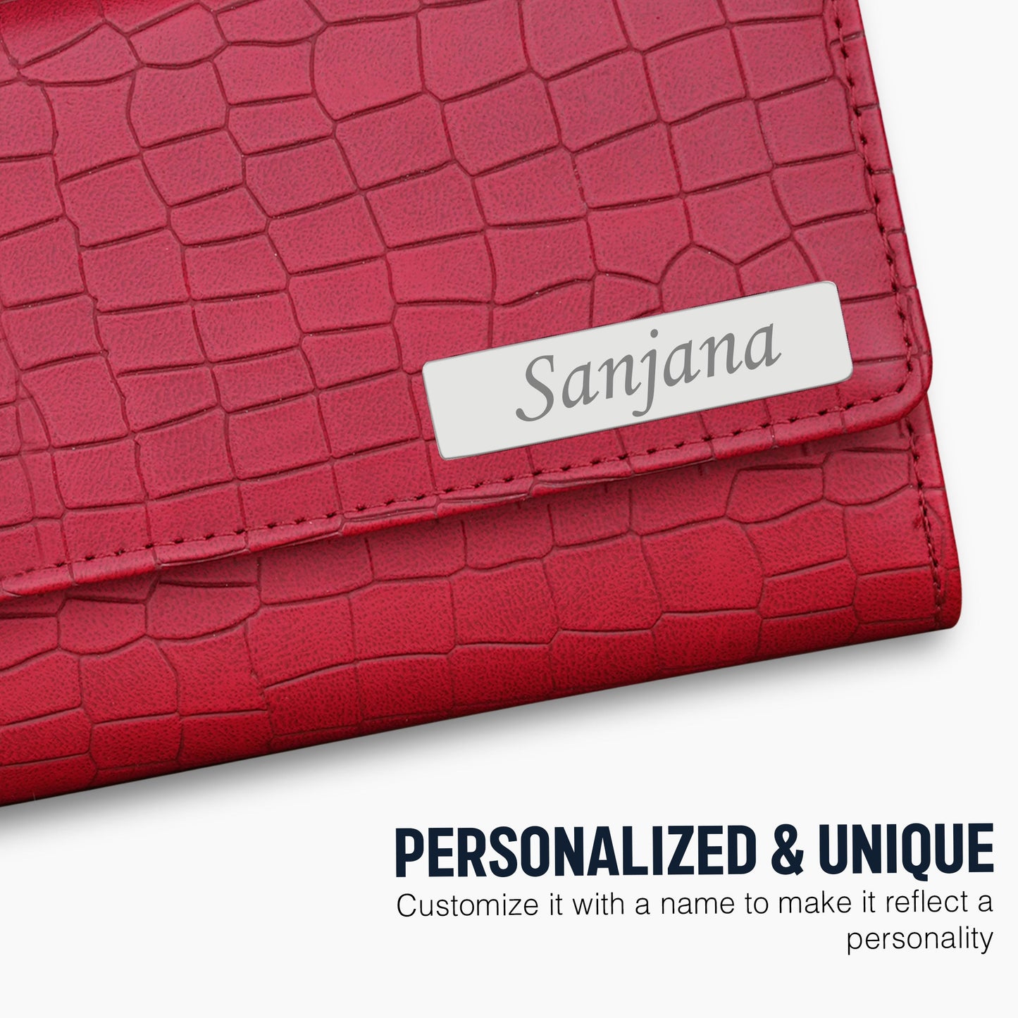 Personalized Croco Design Clutch With Name & Message Card