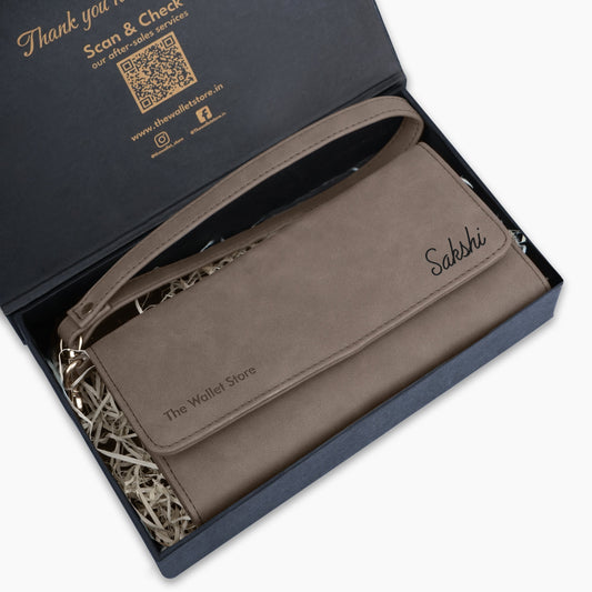 Personalized Suede Leather Clutch For Women