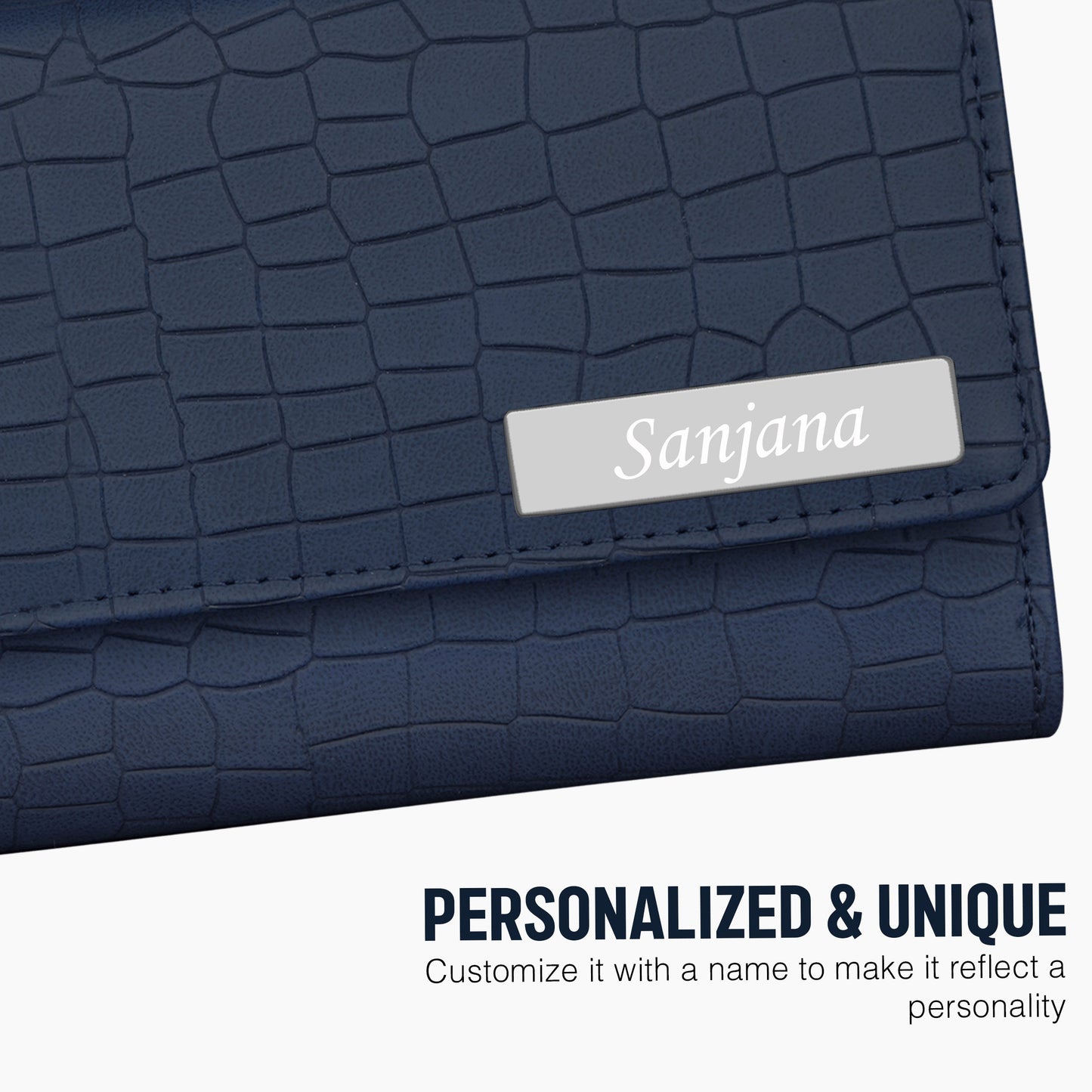 Personalized Croco Design Clutch With Name & Message Card