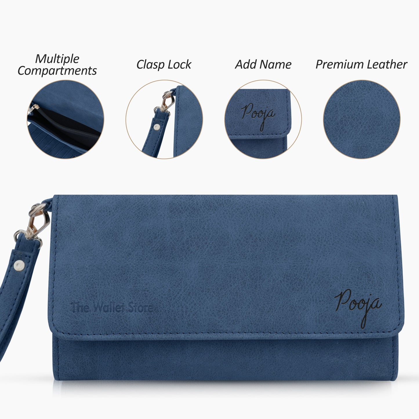 Personalized Suede Leather Clutch For Women