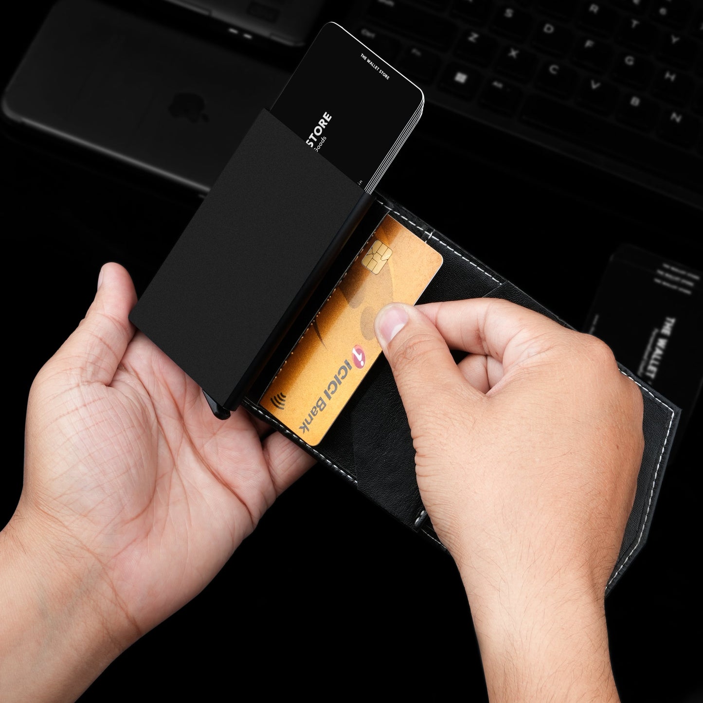 Vintage RFID Protected Wallet Card Holder - Black