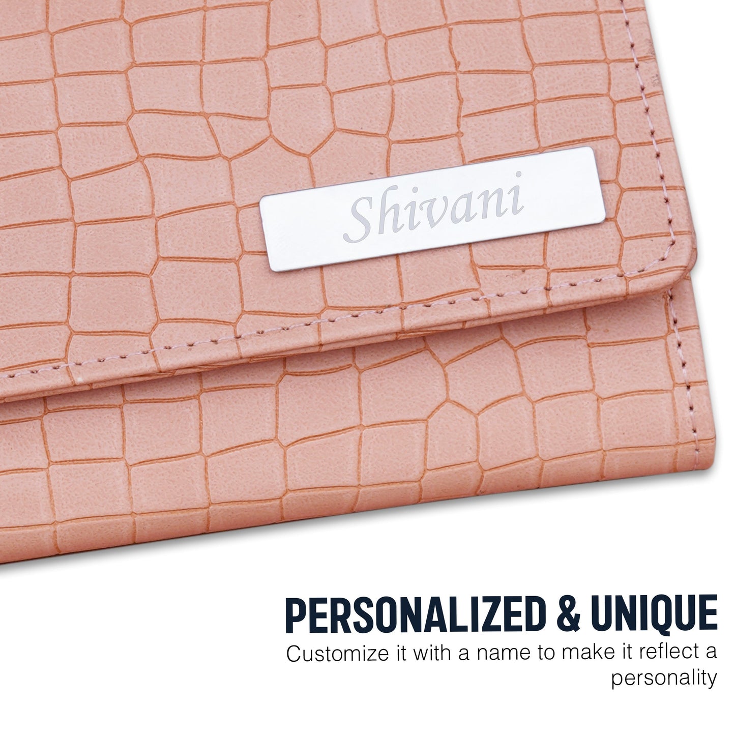 Personalized Croco Design Clutch With Name & Message Card