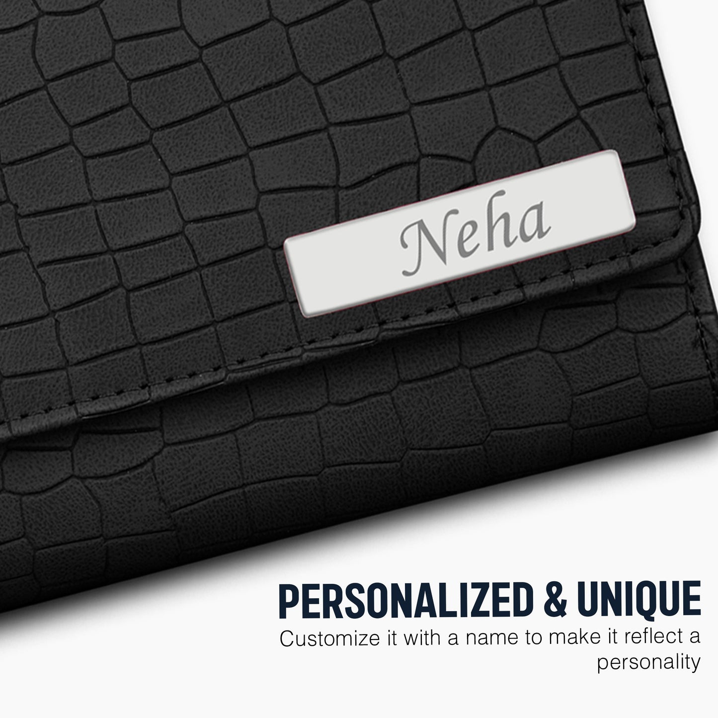 Personalized Croco Design Clutch With Name & Message Card
