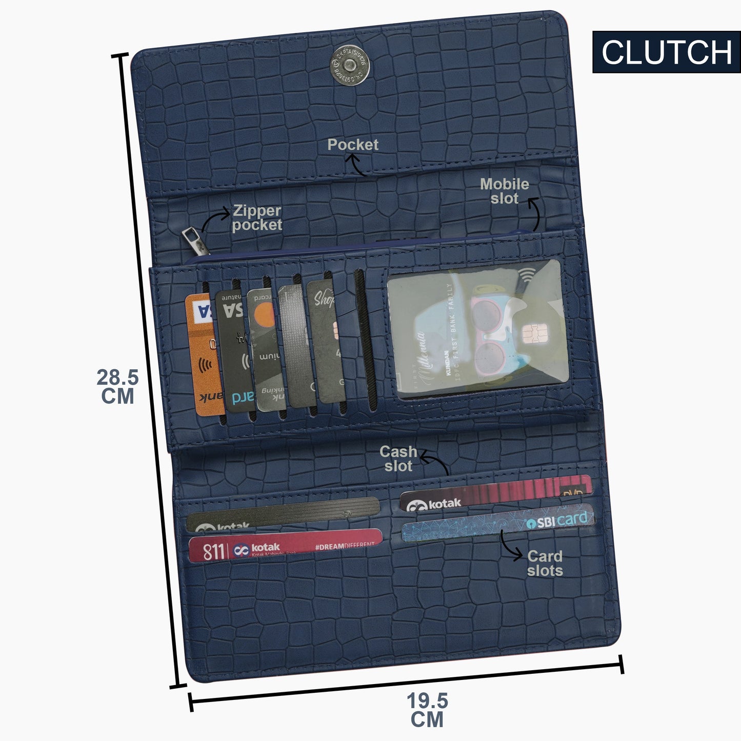 Personalized Croco Design Clutch With Name & Message Card