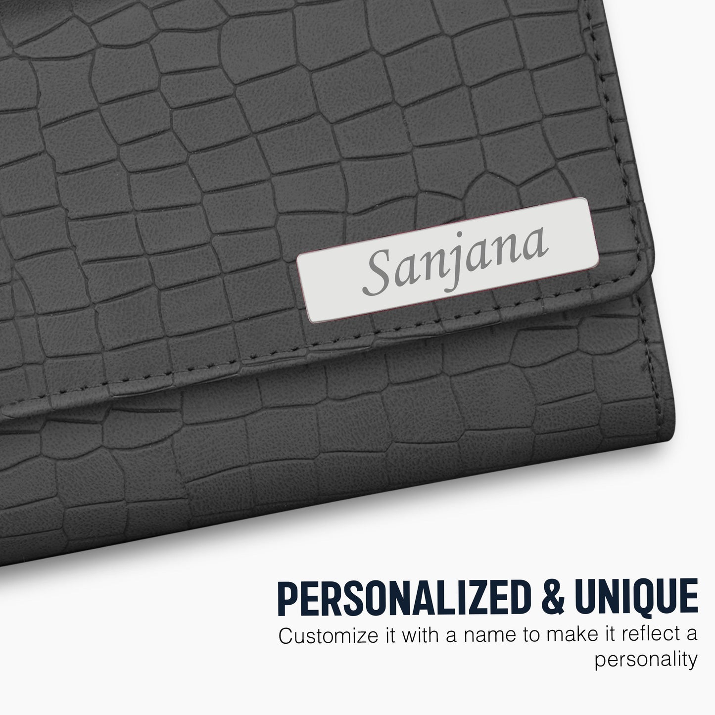 Personalized Croco Design Clutch With Name & Message Card