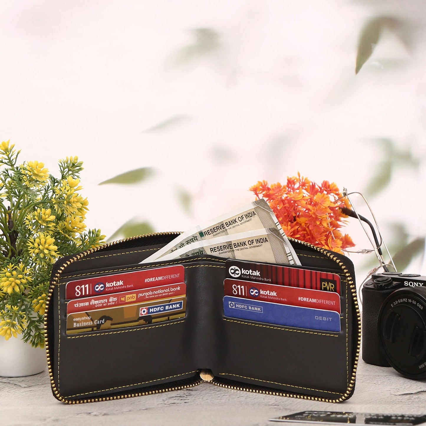 Personalized Unisex Wallet With Name & Charm - Blue
