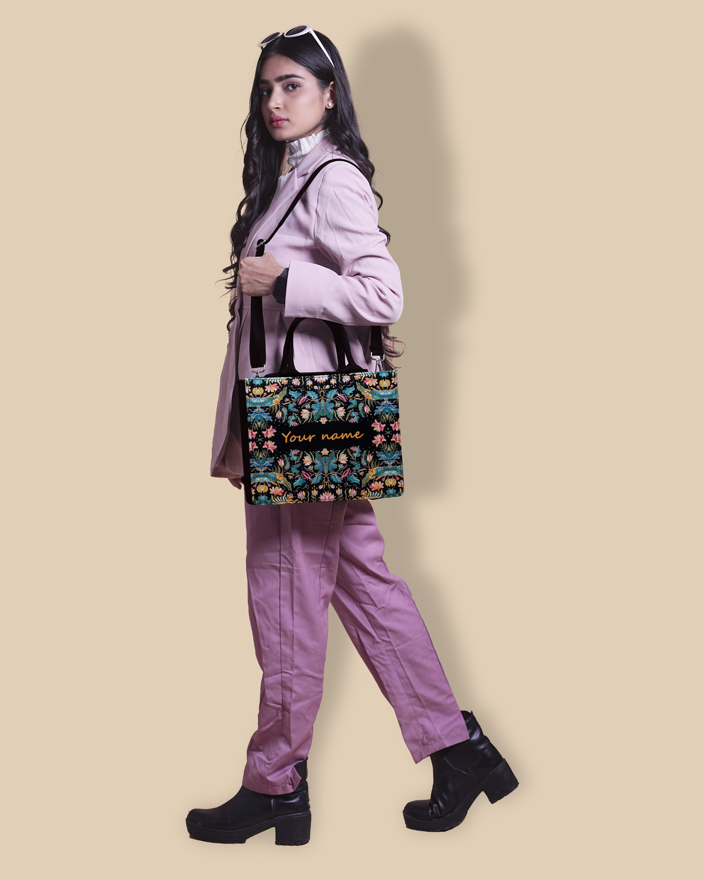 African Jungle Up Embossed Leather Personalized small Tote Bag