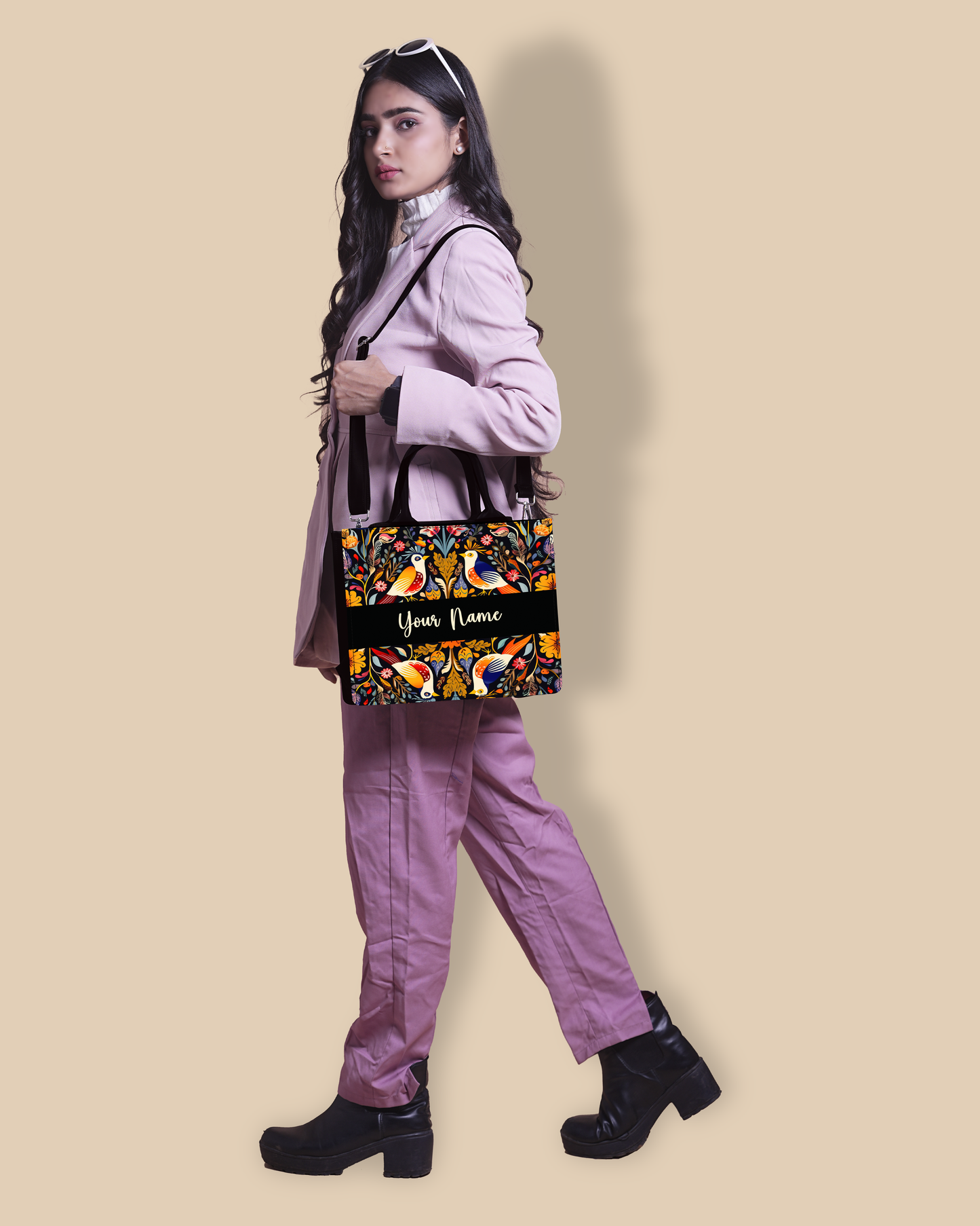Customized small Tote Bag Designed With Beautiful Birds And Embellished Flowers