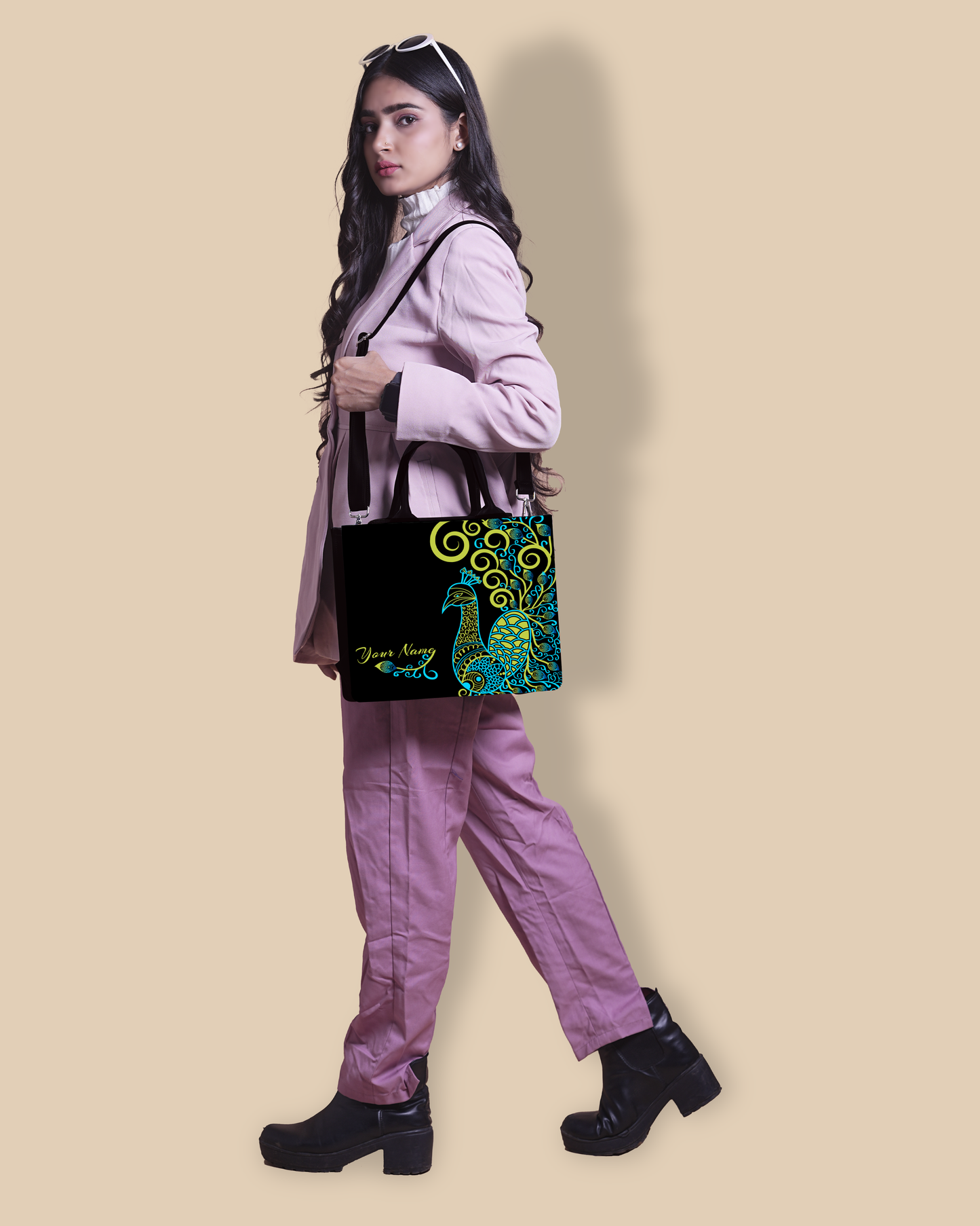 Customized Small Tote Bag Designed with Artistic mandala peacock