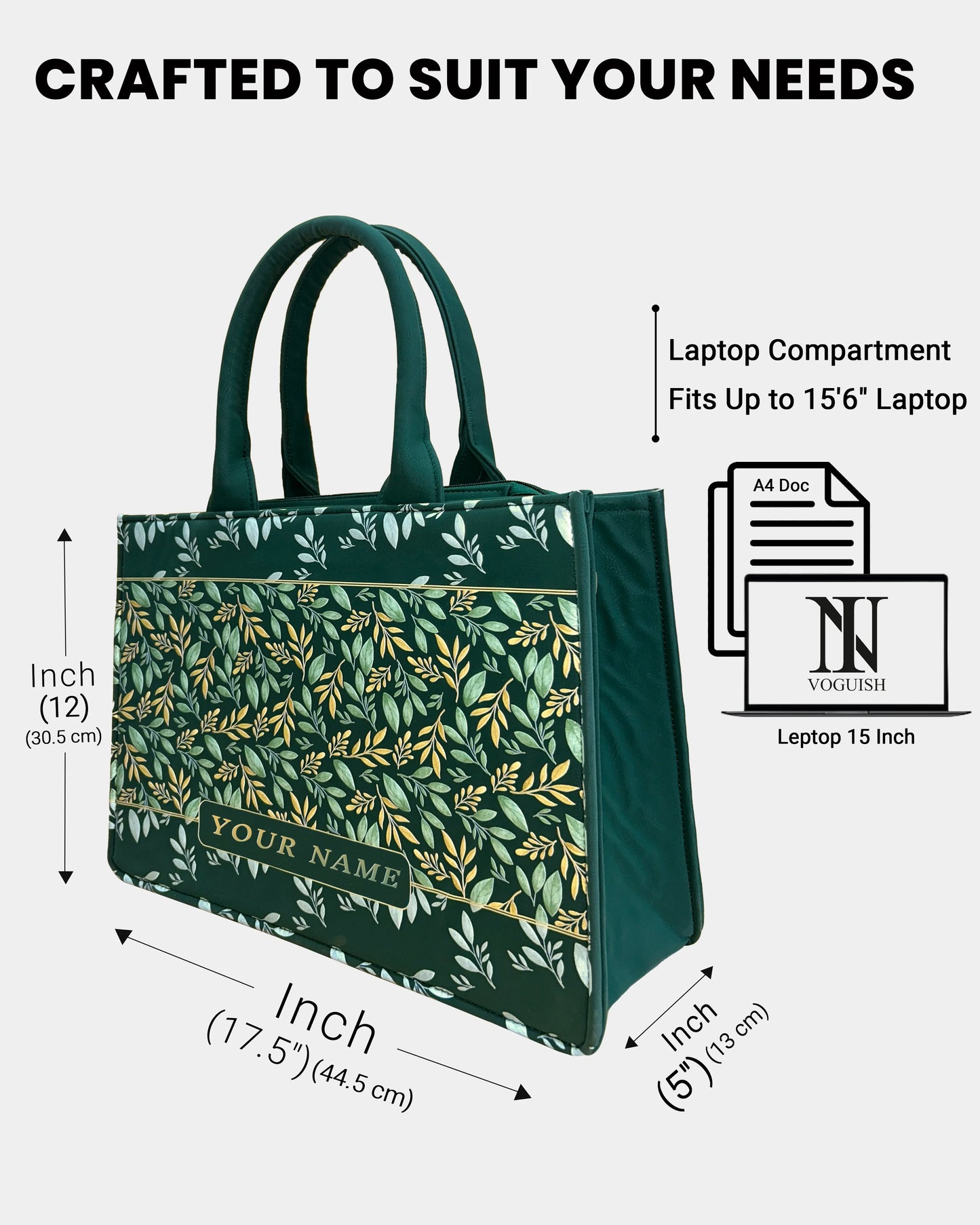 Leaf Lush Designer Embossed Customized Bag