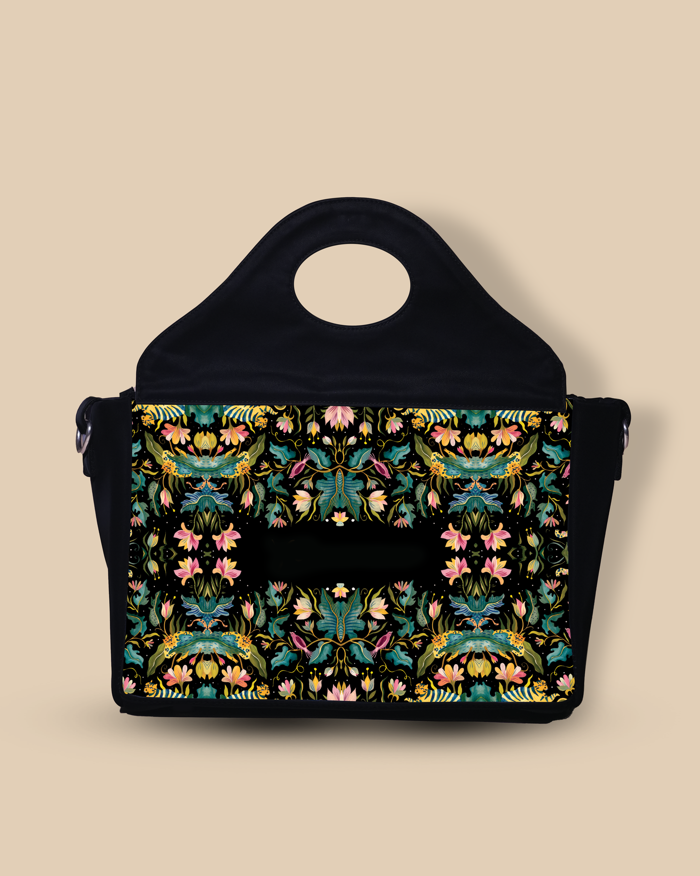 African Jungle Up Embossed Leather Personalized Sling Purse