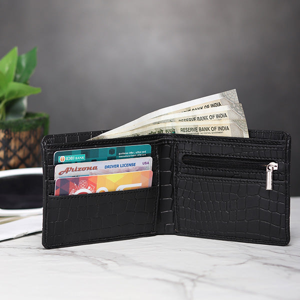 Personalized Brick Men's Wallet With Charm Black