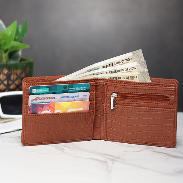 Personalized Brick Men's Wallet With Charm Tan Color