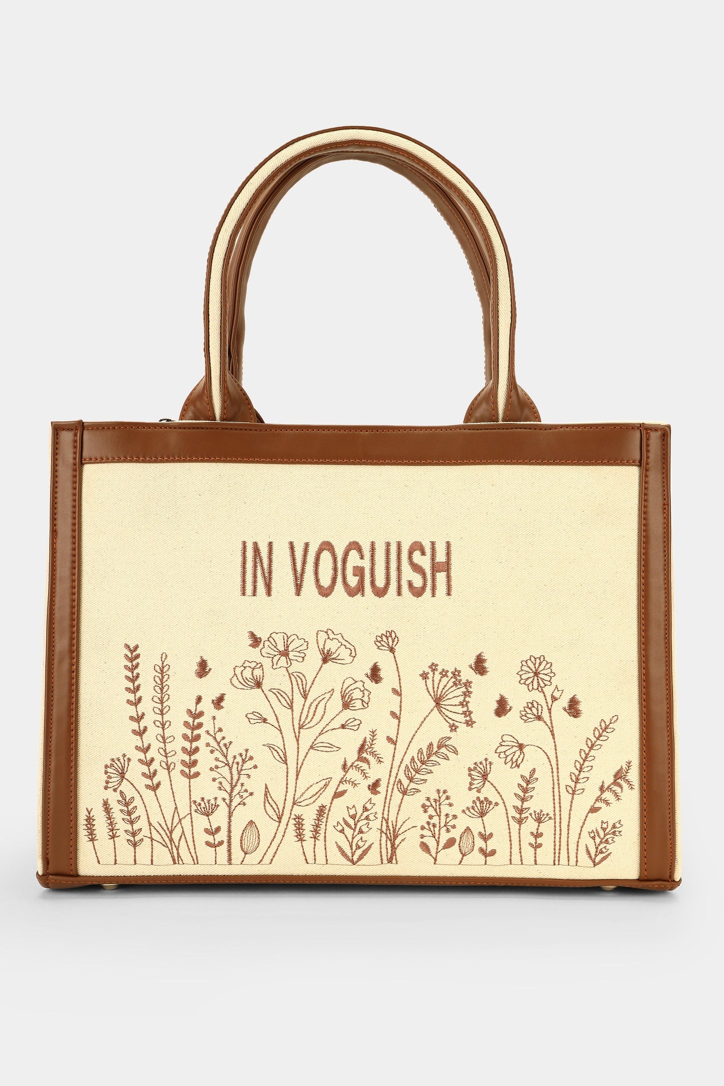 Customized Canvas Denim Multi Floral Embroidered Bag