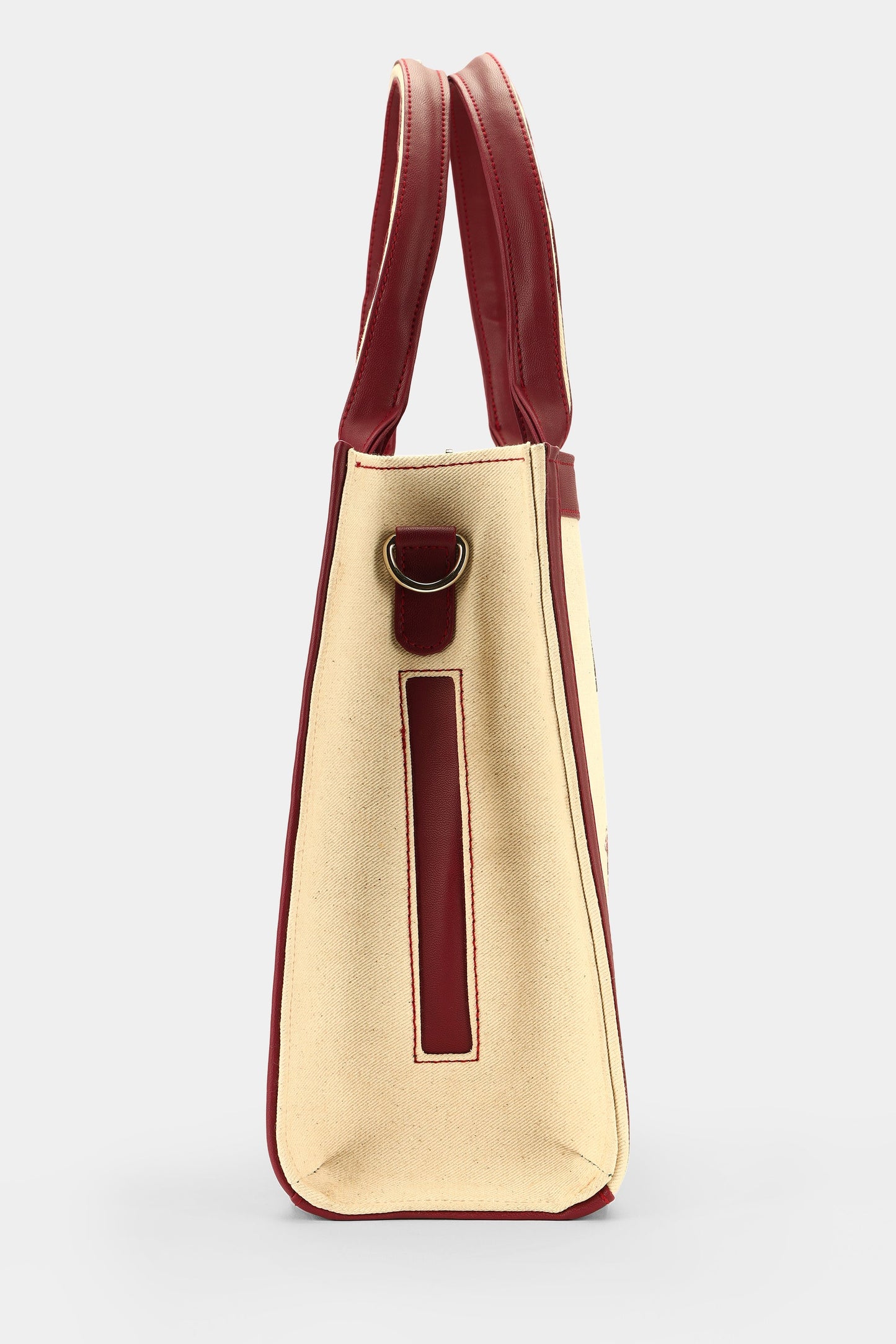 Designer Floral Pattern Wine Embroidered Tote Bag