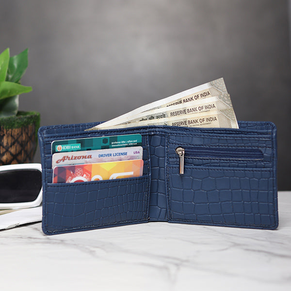 Personalized Brick Men's Wallet With Charm Blue Color