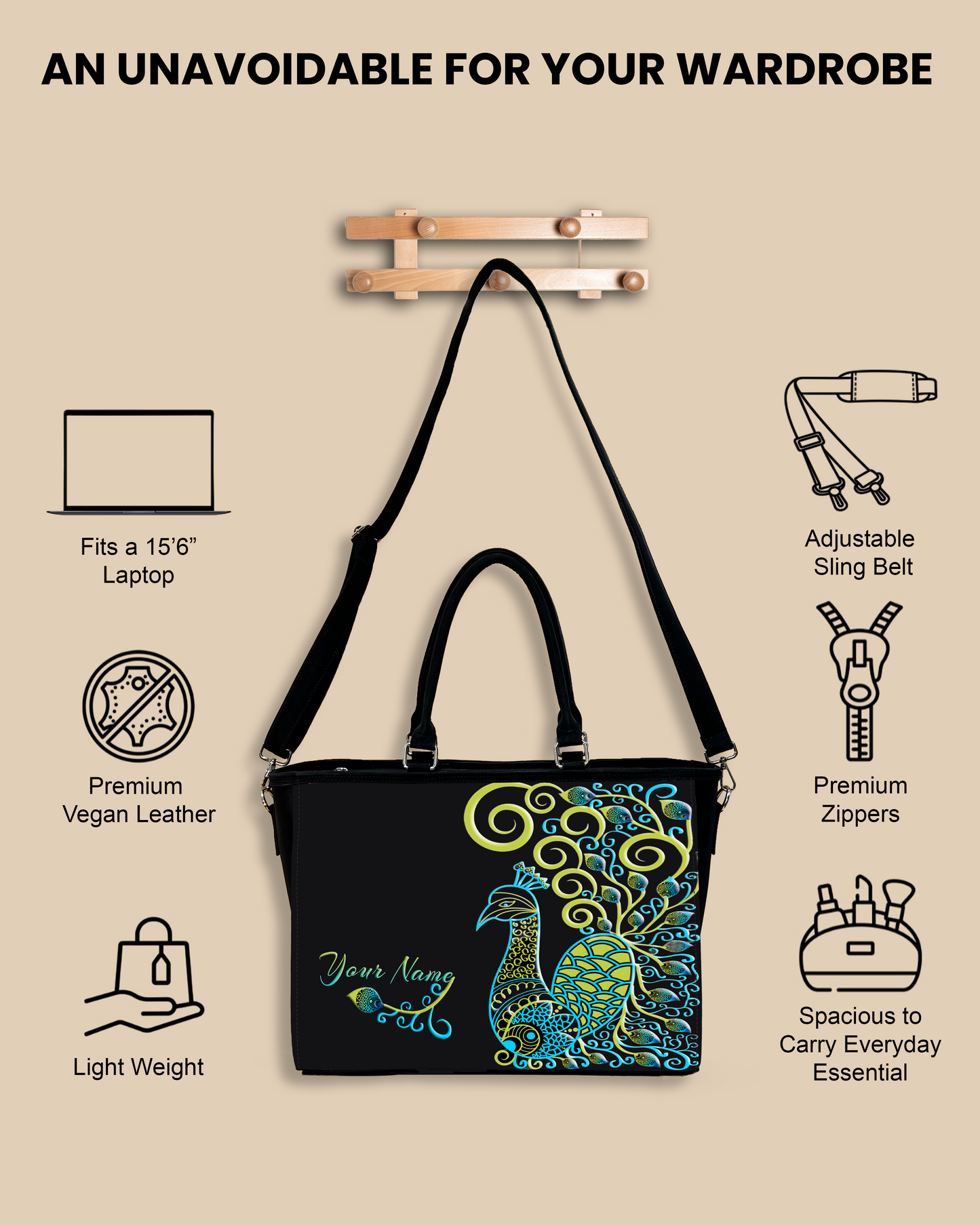 Artistic mandala peacock Oversized Tote