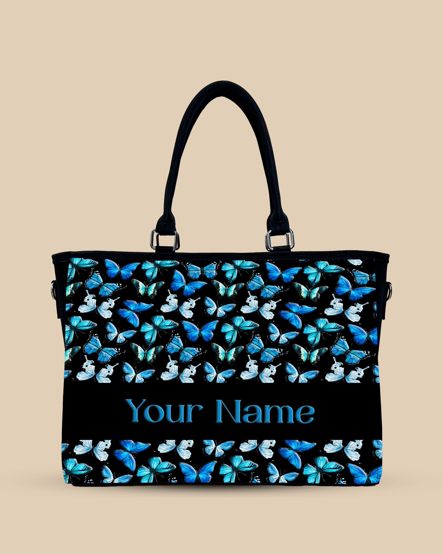 Blue Flying Butterflies Oversized Tote