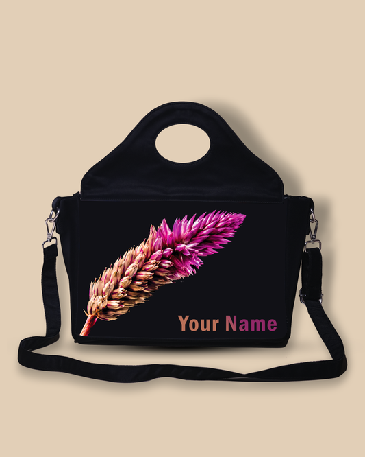 Beautiful Flower Design Up Embossed On Glossy Leather Personalized Sling Purse