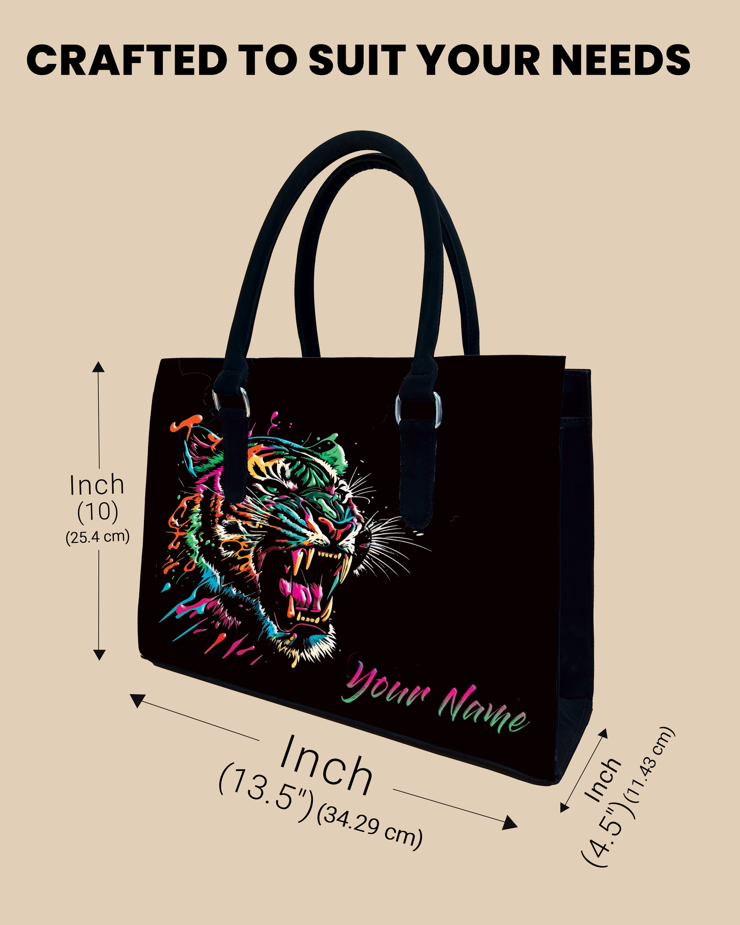 Colorful Roaring Bangal Tiger Designer Sling Tote