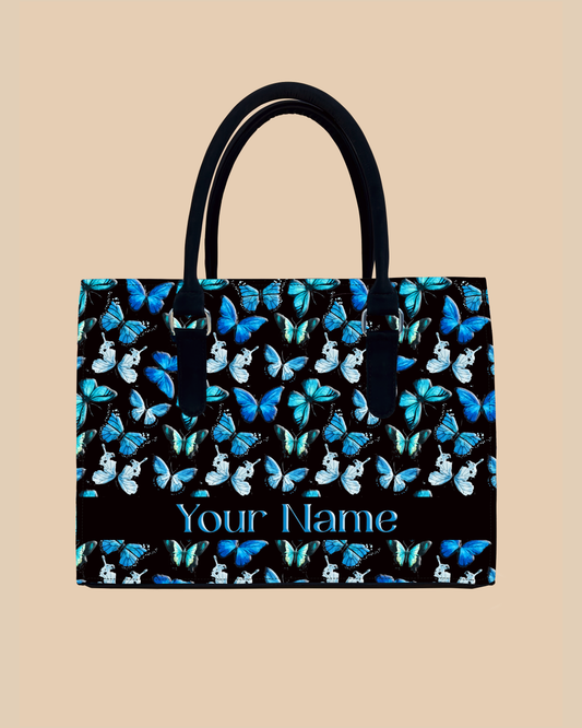 Blue Flying Butterflies Designer Sling Tote