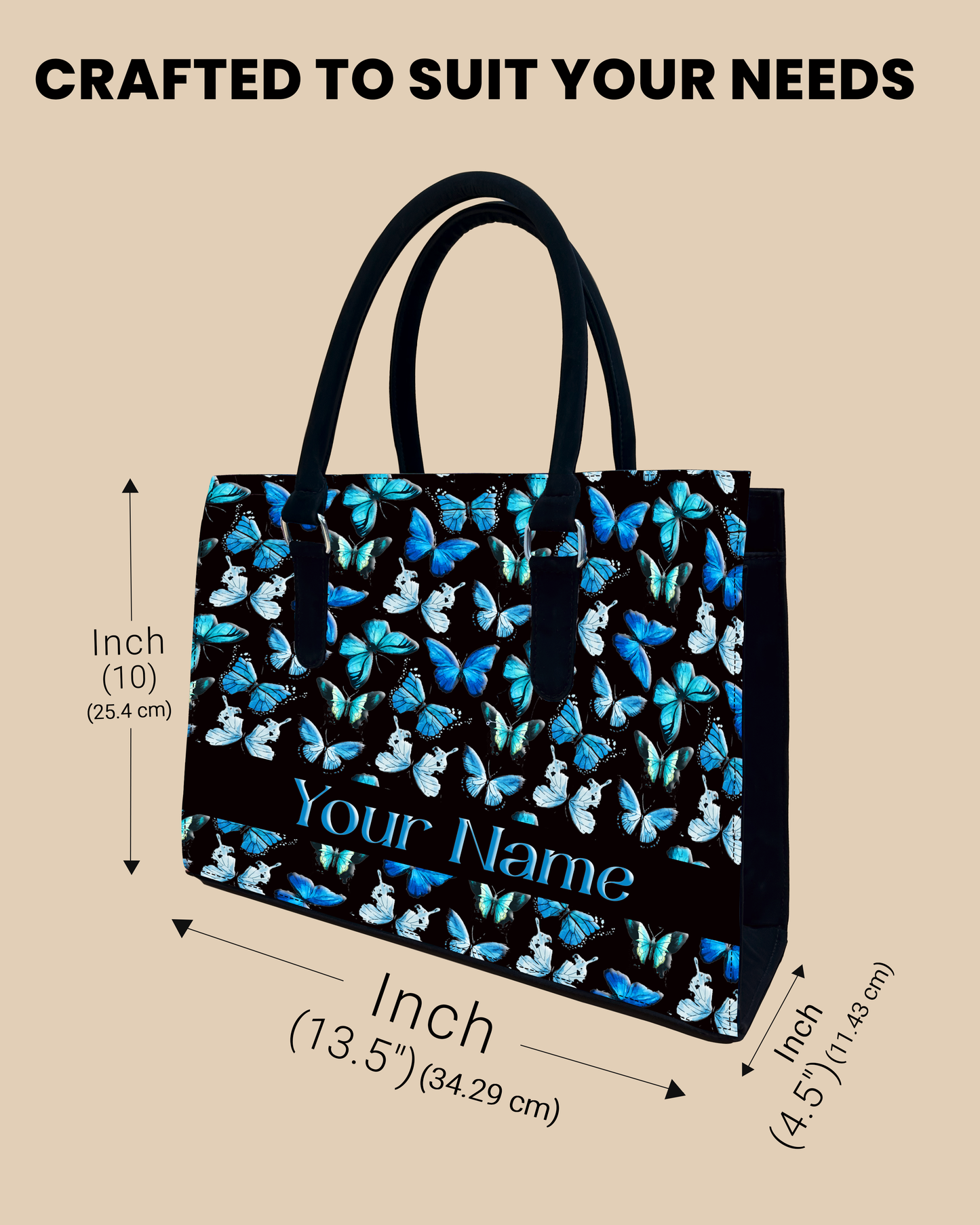 Blue Flying Butterflies Designer Sling Tote